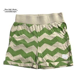 Indikidual 8/9Y Organic Green Chevron Zigzag Shorts